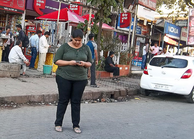 obese girl on street