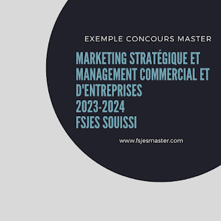 Exemple Concours Master Marketing Stratégique et Management Commercial et d'Entreprises 2023-2024 - Fsjes Souissi
