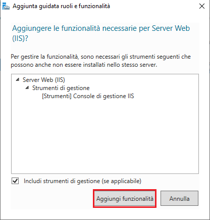 Funzionalità necessarie per Server Web (IIS)