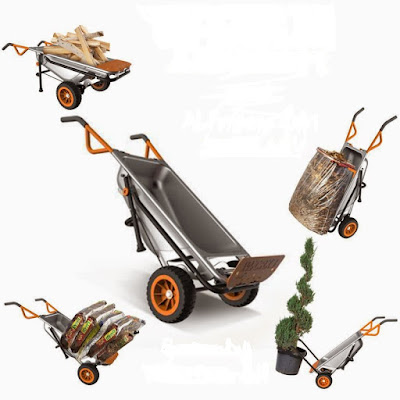 WORX Aerocart Multifunction 2 Wheeled Yard Cart, Dolly, And Wheelbarrow With Flat Free Tires
