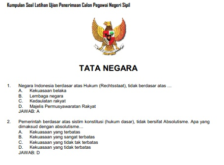 Kumpulan Soal Latihan Ujian Calon Pegawai Negeri Sipil