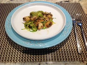 sprialized zucchini noodles tossed with mushrooms