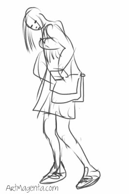 Smuggle the iPod in the school bag, a gesture drawing by Artmagenta