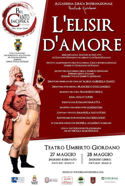 Foggia.  “L‘ELISIR D’AMORE”, Romano Baratta  e light that tells il melodramma di Donizetti