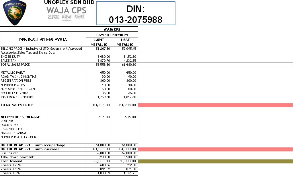 PROTON PRICE LIST: NEW WAJA PRICE LIST