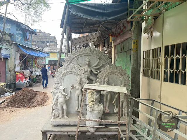 Sculpture in progress of Goddess Durga and her Children, Kumartuli, Kolkata