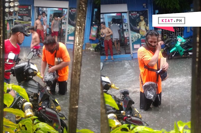 Delivery Rider na Sinuong ang Baha Makapagdeliver Lamang ng Parcel, Hinangaan ng mga Netizens