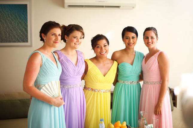 Different bridesmaid dresses same color