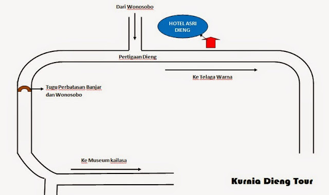 denah lokasi hotel asri 1 Dieng