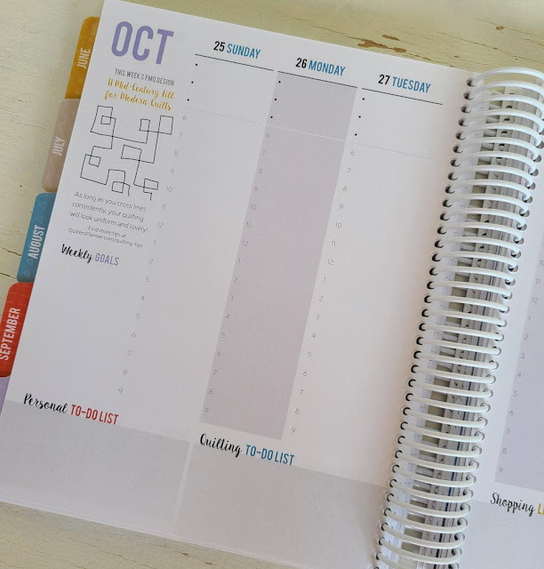 Weekly planning pages in the Quilter's Planner
