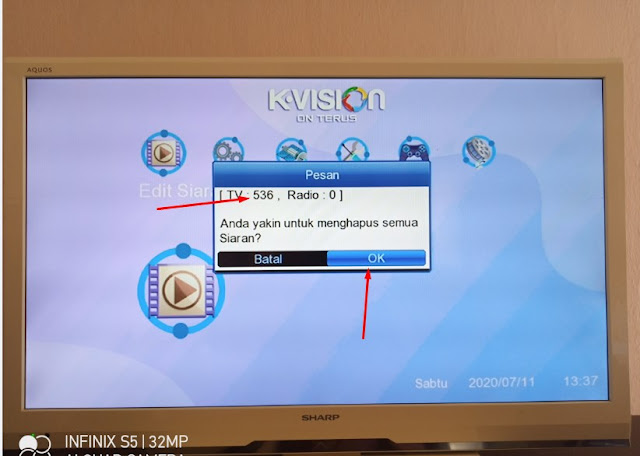 Cara Menghapus Semua Siaran / Channel K-Vision Gardiner G-88 HD Ottimo di Menu Edit Siaran Dengan Cepat 