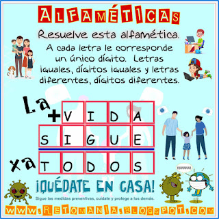 Alfamética, Criptoaritmética, Criptosuma, Coronavirus, Covid19, Juego de letras, Juego de Palabras, Desafíos matemáticos, Retos matemáticos, Problemas matemáticos