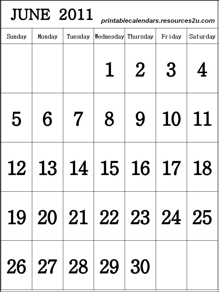 june 2011 calendar template. June 2011 Calendar Vertical