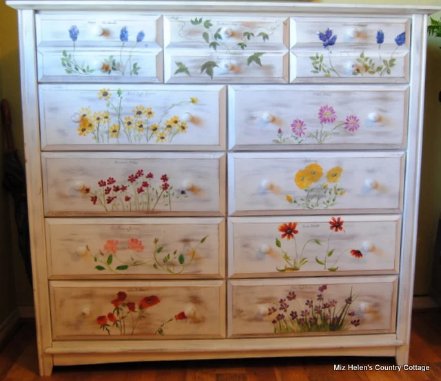 Hand Painted Texas Wild Flower Chest at Miz Helen's Country Cottage