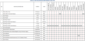 Malaysia Public Holidays 2019 Calendar (Kalendar Cuti Umum Hari Kelepasan Am)