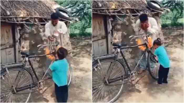 News, National, Top-Headlines, Viral, Video, Father, Son, Social-Media, IAS Officer, Father and son's priceless reactions after buying second-hand bicycle will melt your hearts. Viral video.
