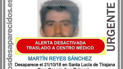 Hallado y trasladado a centro médico, hombre desaparecido en Santa Lucía, Gran Canaria