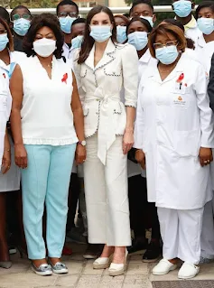 Queen Letizia of Spain fashion state visit Angola