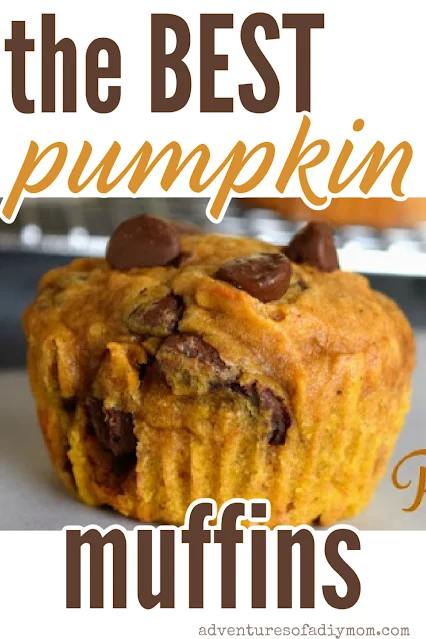 pumpkin muffins with text overlay