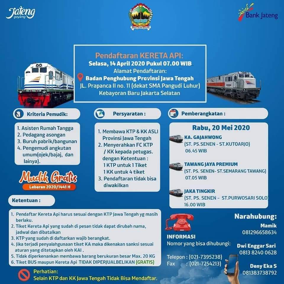 Mudik Gratis 2020 Bantuan Gubernur Jateng dan Bupati ...