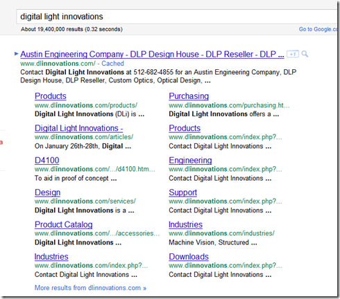 Google sitelinks with description