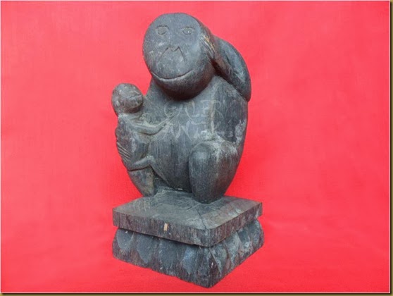 monkey primitive wood statue