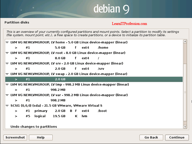 how install debian 9 with lvm