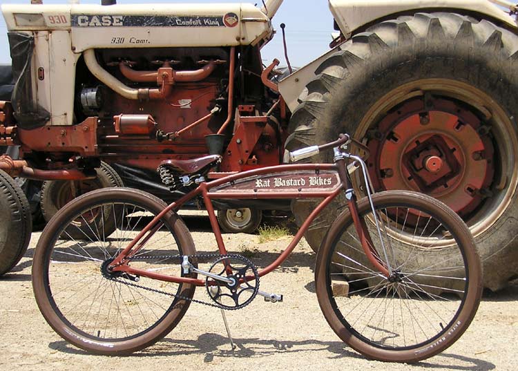 Rat Rod bicycles are usually lowgloss paints or rust sometimes red rims