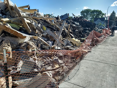 Lloyds Pharmacy, burned down and bulldozed