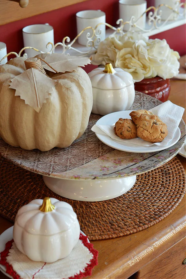 Decoupage Cake Plate Makeover for Fall