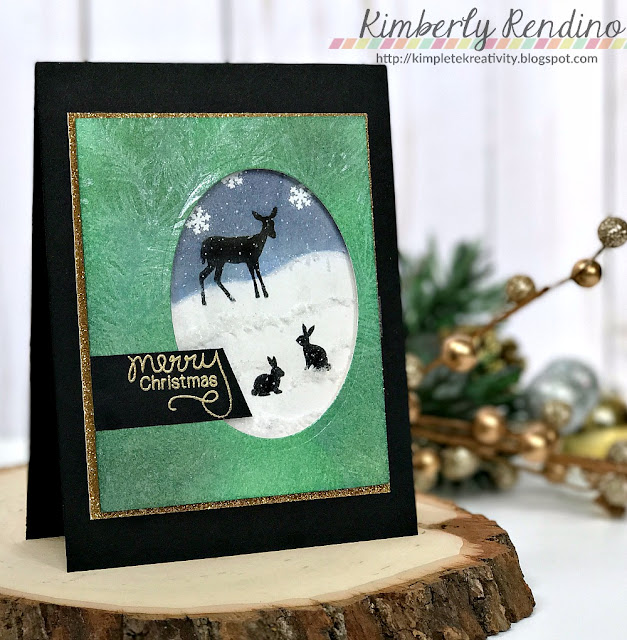 handmade card | holiday card | serene silhouettes | woodland creatures | stamping | cardmaking | kimpletekreativity.blogspot.com | Newton's Nook Designs | Impression Obsession | Christmas card | shaker card | papercraft 