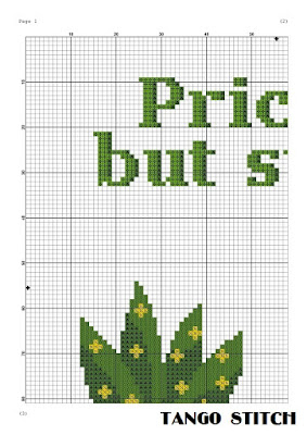 Cute cactus ornament cross stitch pattern, Tango Stitch