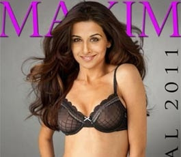 vidya balan posing in black bikini for maxim