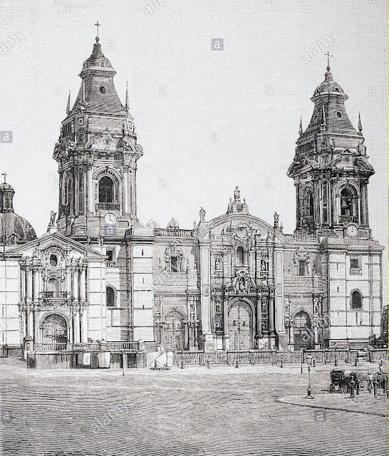 Catedral de lima - Grabado de 1892