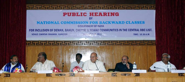 A public hearing for inclusion of Dewan, Bahun, Chettri and Newar communities of Sikkim in the Central OBC