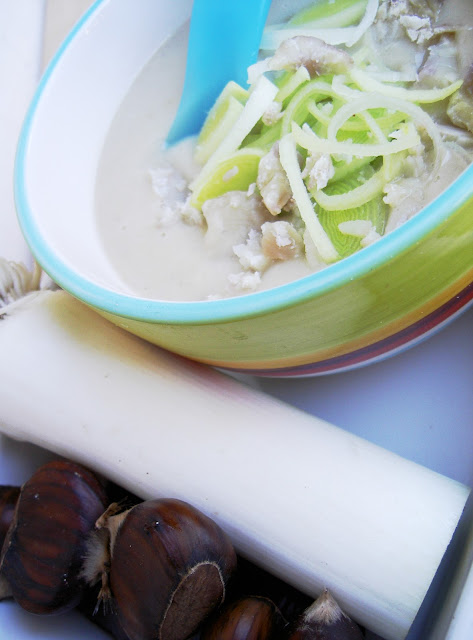 zuppa di porri, patate e castagne