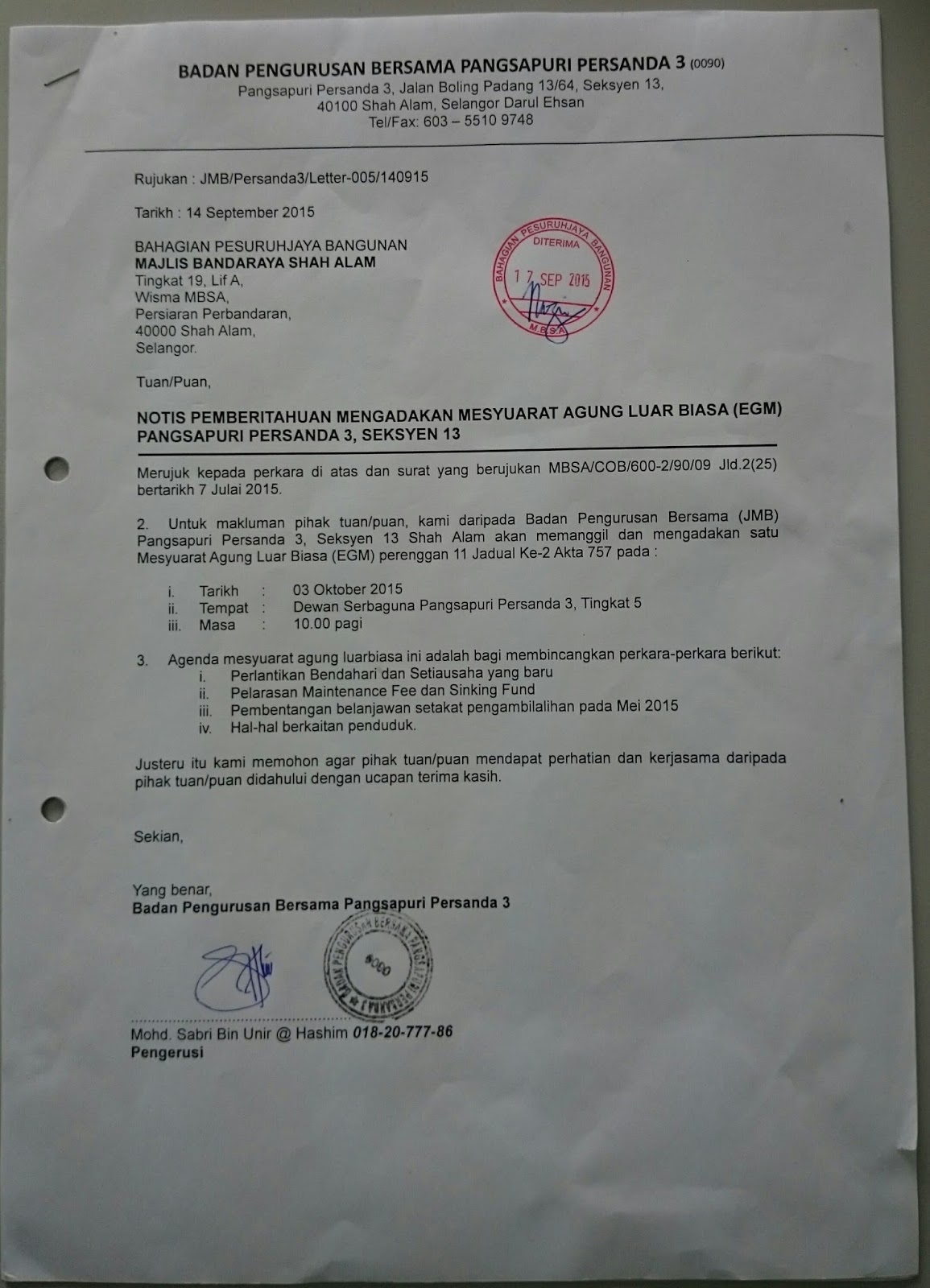 NOTIS PEMBERITAHUAN MENGADAKAN MESYUARAT AGUNG LUAR BIASA (EGM