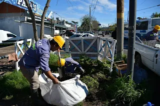 Operarios trabajando sobre la red de agua en La Plata, en el marco de la obra de recambio de cañerías que afecta el servicio en zonas residenciales
