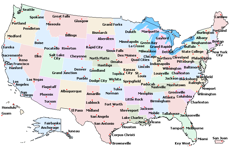 Usa Map Big Cities