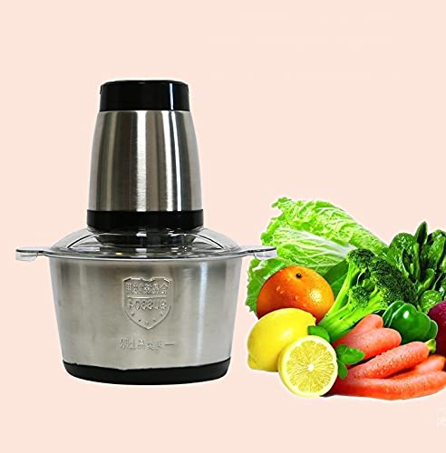 Maharaj Mall Meat Grinder Food Chopper 2L Stainless Steel Food Processor for Meat Vegetables Fruits and Nuts Stainless Steel Bowl and 4 Sharp Blades 300W