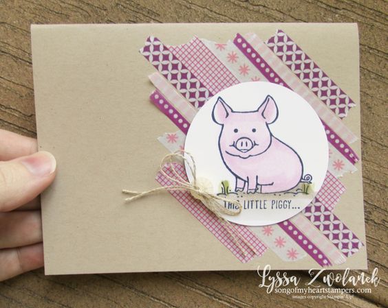 Carte Stampin'Up! créée avec le jeu Petit groin rose