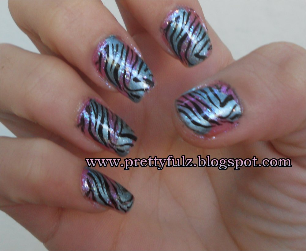 Prettyfulz: KONAD Nail Art Cotton Candy Zebra Nail Art