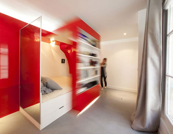 Amazing 247 Square Foot Red Nest Apartment in Paris