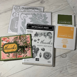 Products used to create handmade thank-you card