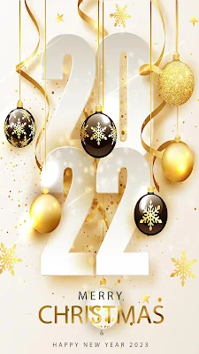 Happy New Year 2023: White Numbers, Christmas Ball, iPhone, HD