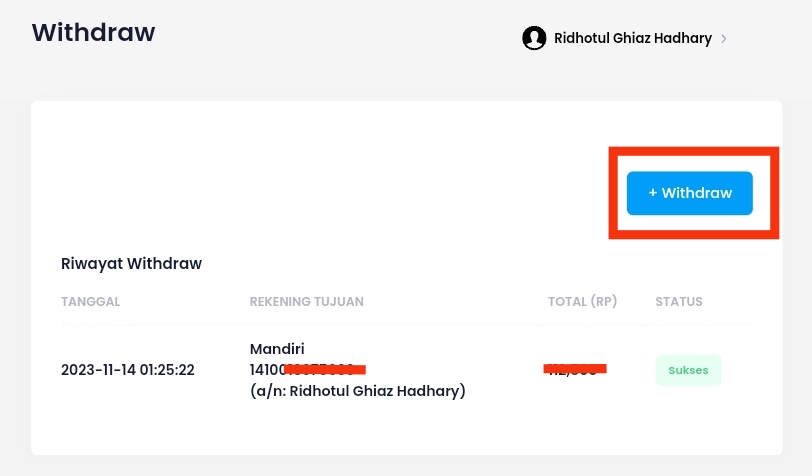 Pengajuan Withdraw Seedbacklink