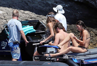 Looking trim, tan, and terrific, Camila Morrone, 21, stunned yet in bikini at Nerano, Italy. The incredible lady was snapping enjoyed her snorkeling momentt with boyfriend, Leonardo Di Caprio, 43, on Monday, August 8, 2018.