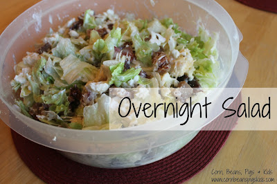 Overnight Salad - easy and delicious dish to make for family and friend gatherings that you can make ahead of time