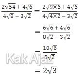 Menyederhanakan bentuk akar dengan menyederhanakan bilanagn yang diakar