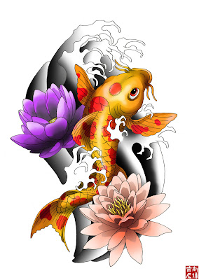 Fish koi Tattoo Design